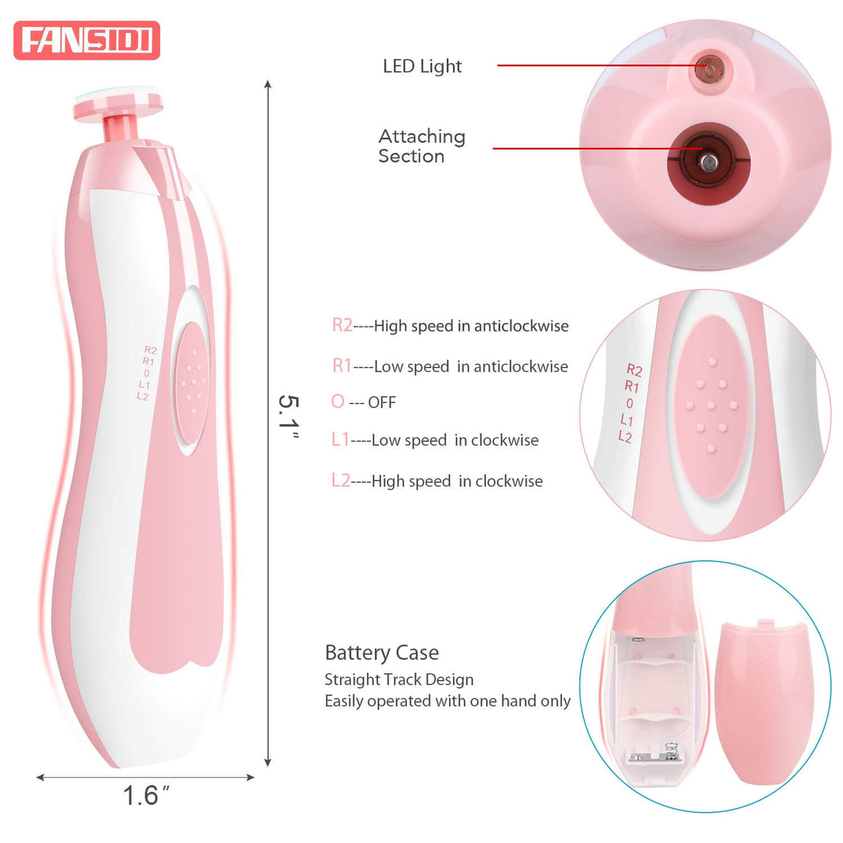 Baby Nail Trimmer, Fansidi Safe Baby Nail File - Electric Baby Nail Clipper for Newborn, Toddler